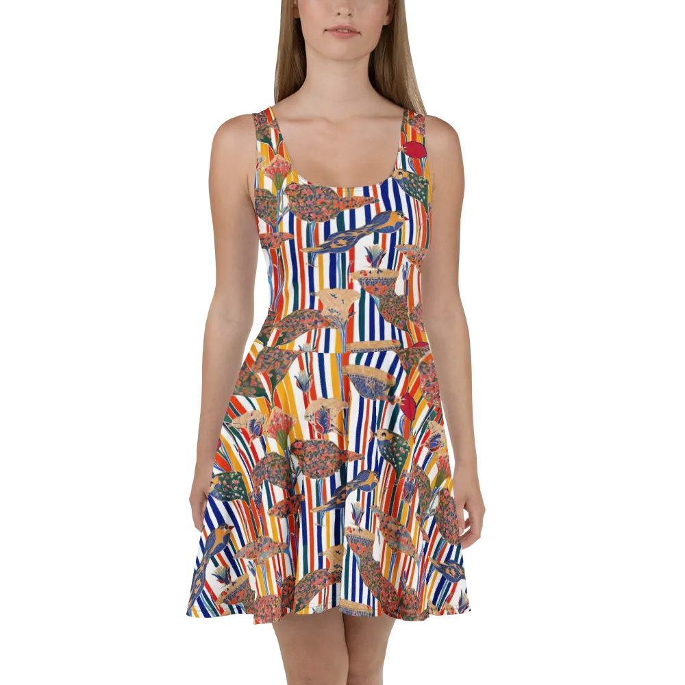 Ornamental Aviary on Skater Dress — Front