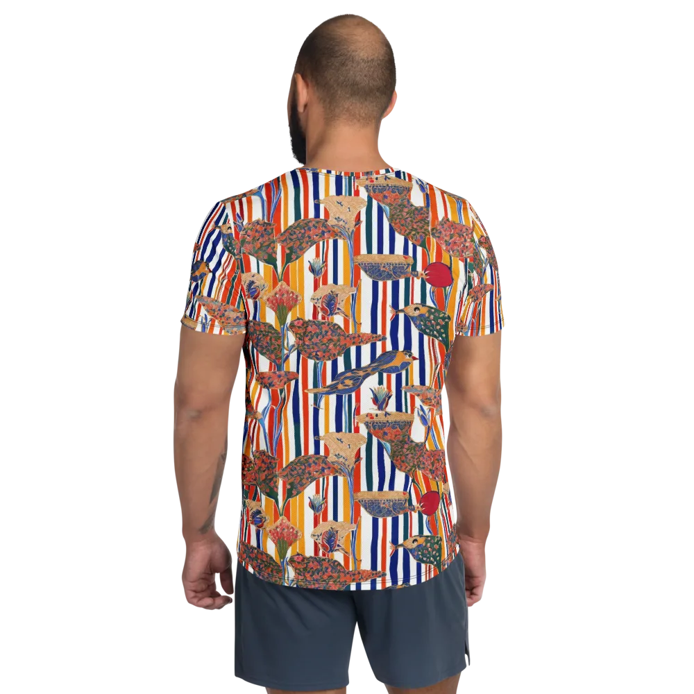 Ornamental Aviary on Men's Athletic T-Shirt — Back