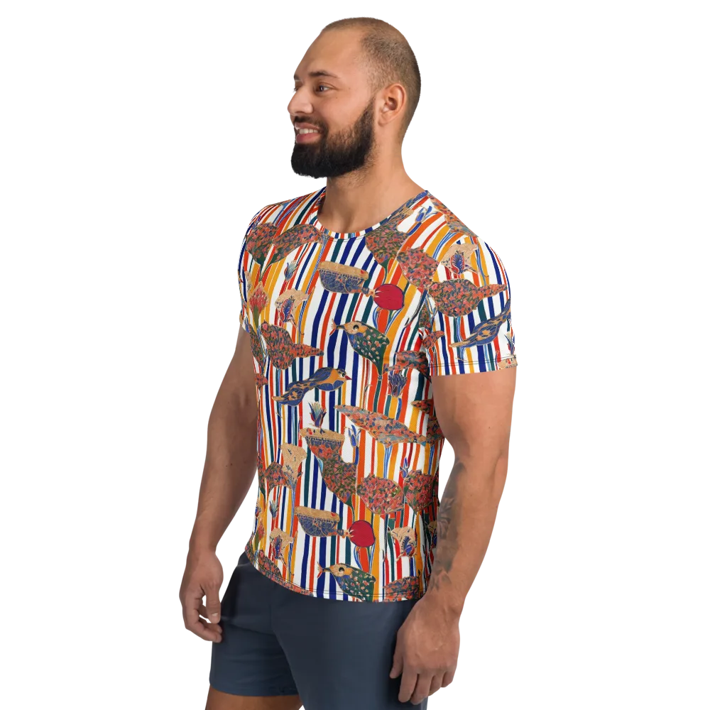 Ornamental Aviary on Men's Athletic T-Shirt — Left