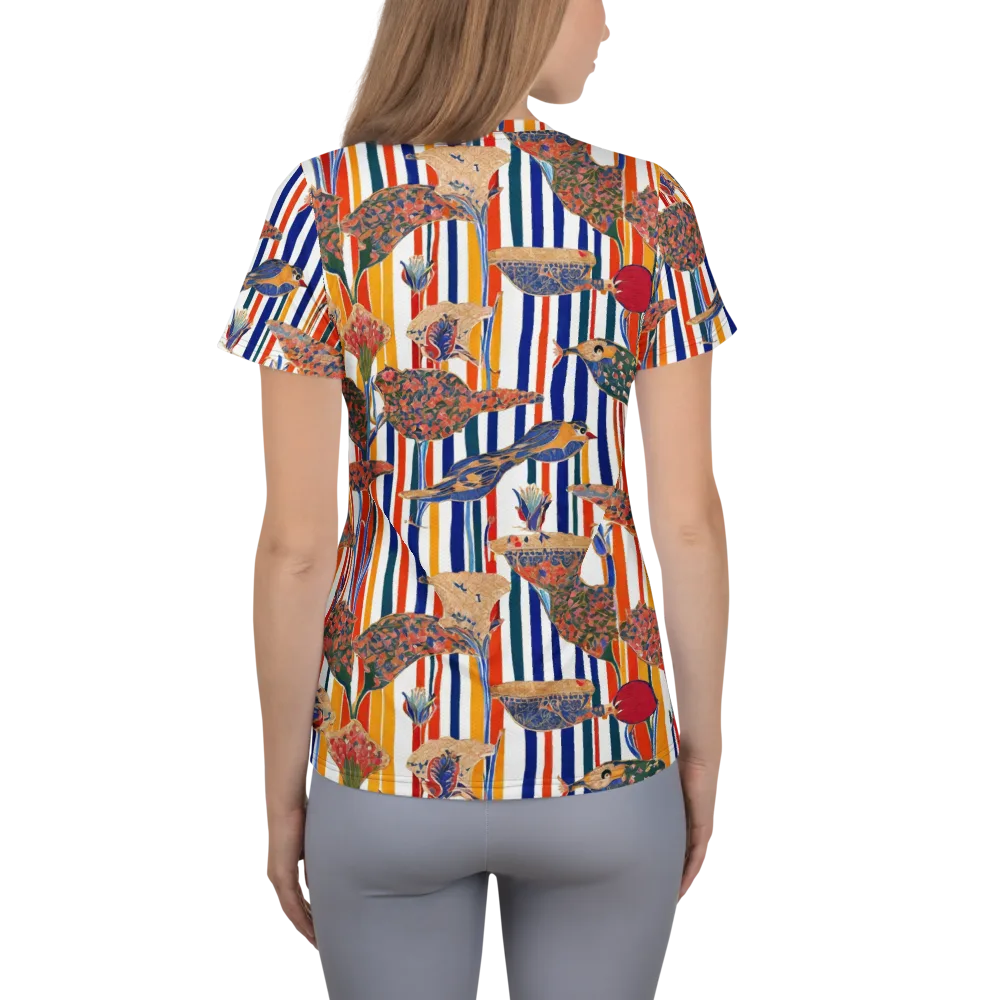 Ornamental Aviary on Women's Athletic T-Shirt — Back