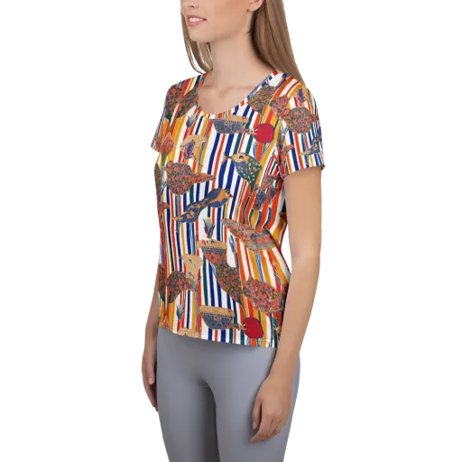 Ornamental Aviary on a Women's Athletic T-Shirt