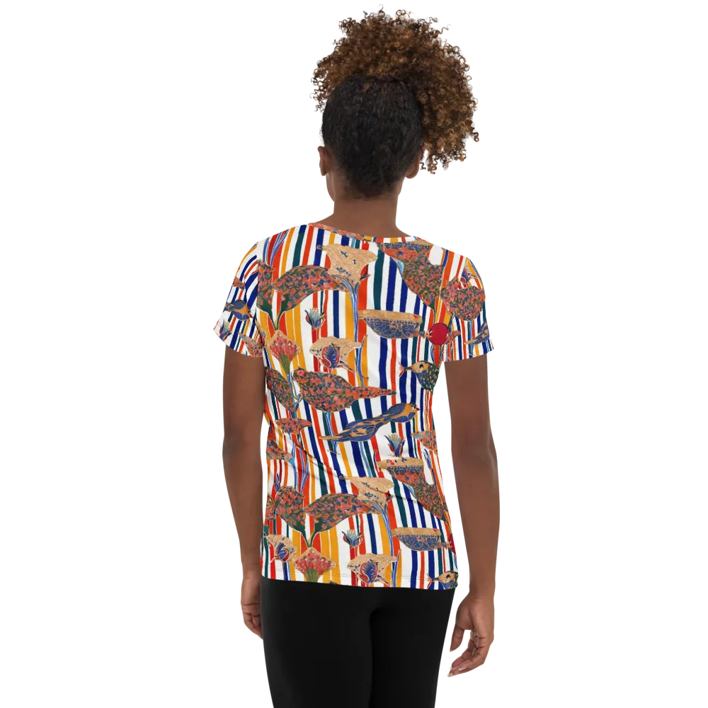 Ornamental Aviary on Women's Athletic T-Shirt — Back