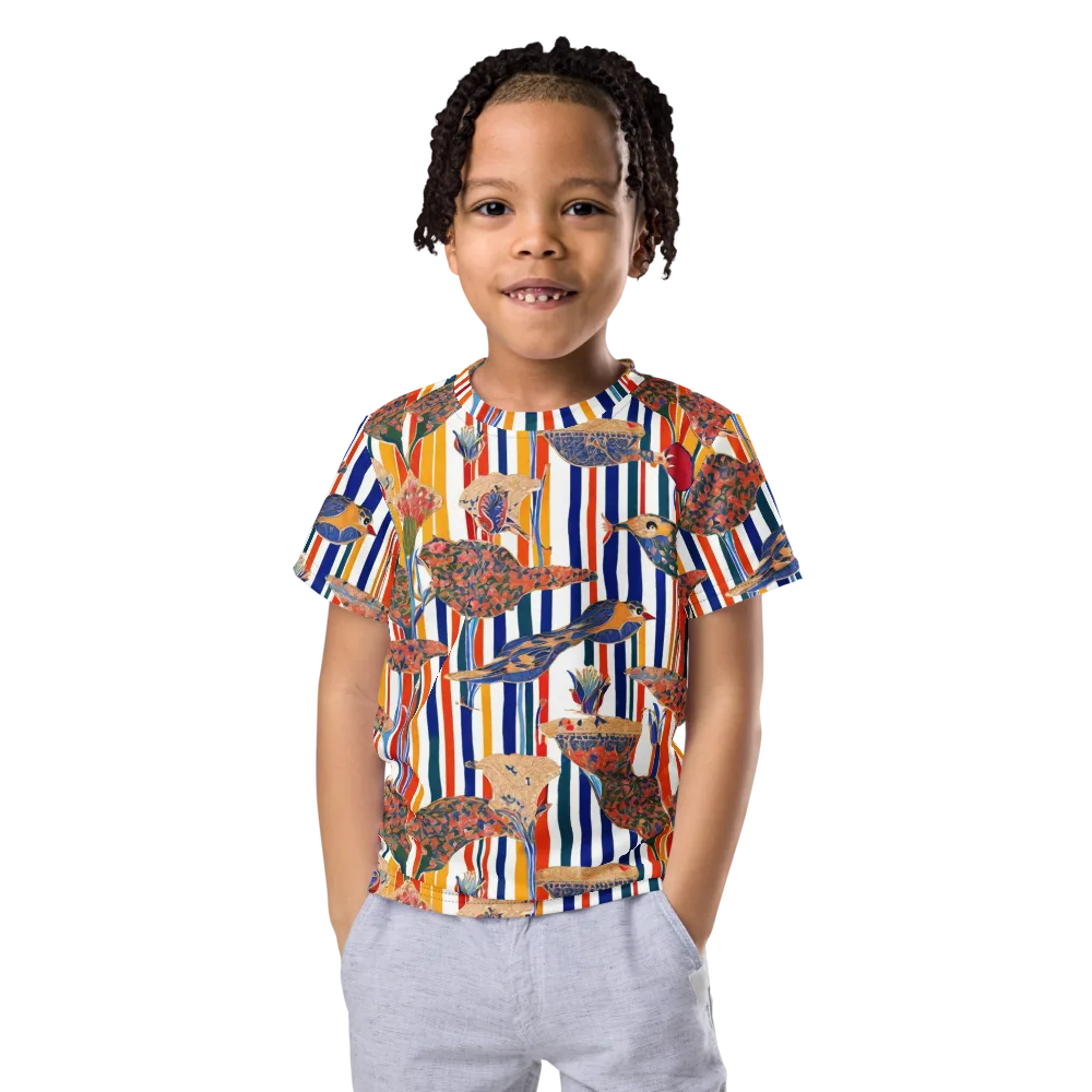 Ornamental Aviary on Kids Crew Neck T-Shirt — Front