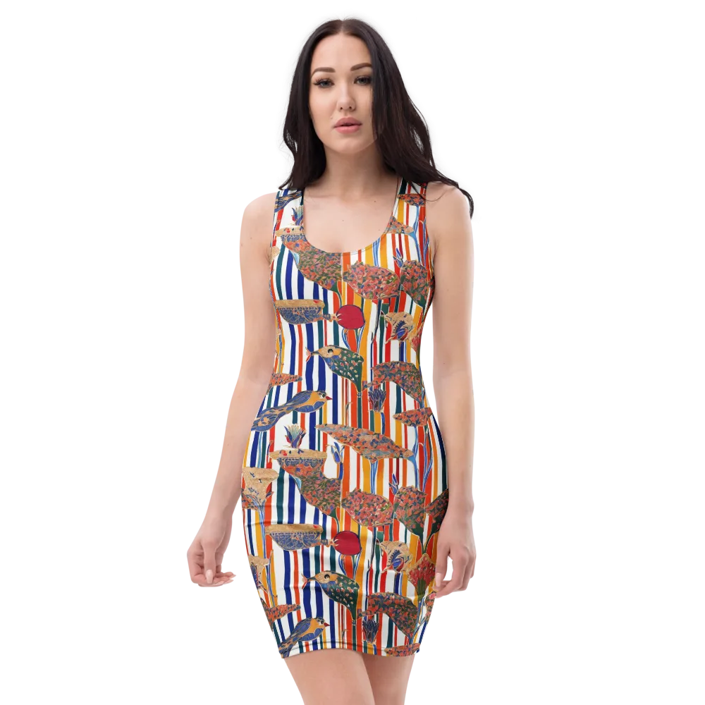 Ornamental Aviary on Bodycon Dress — Front