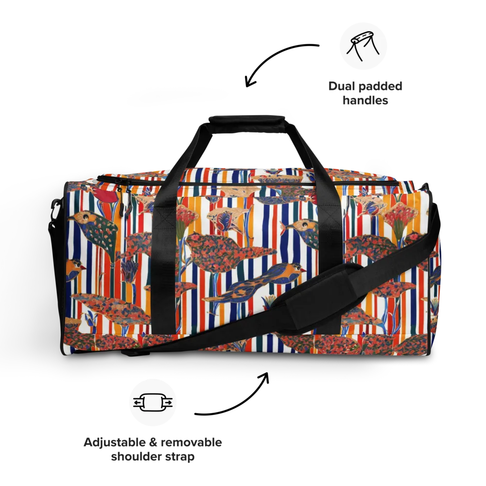 Ornamental Aviary on Duffle Bag — Front