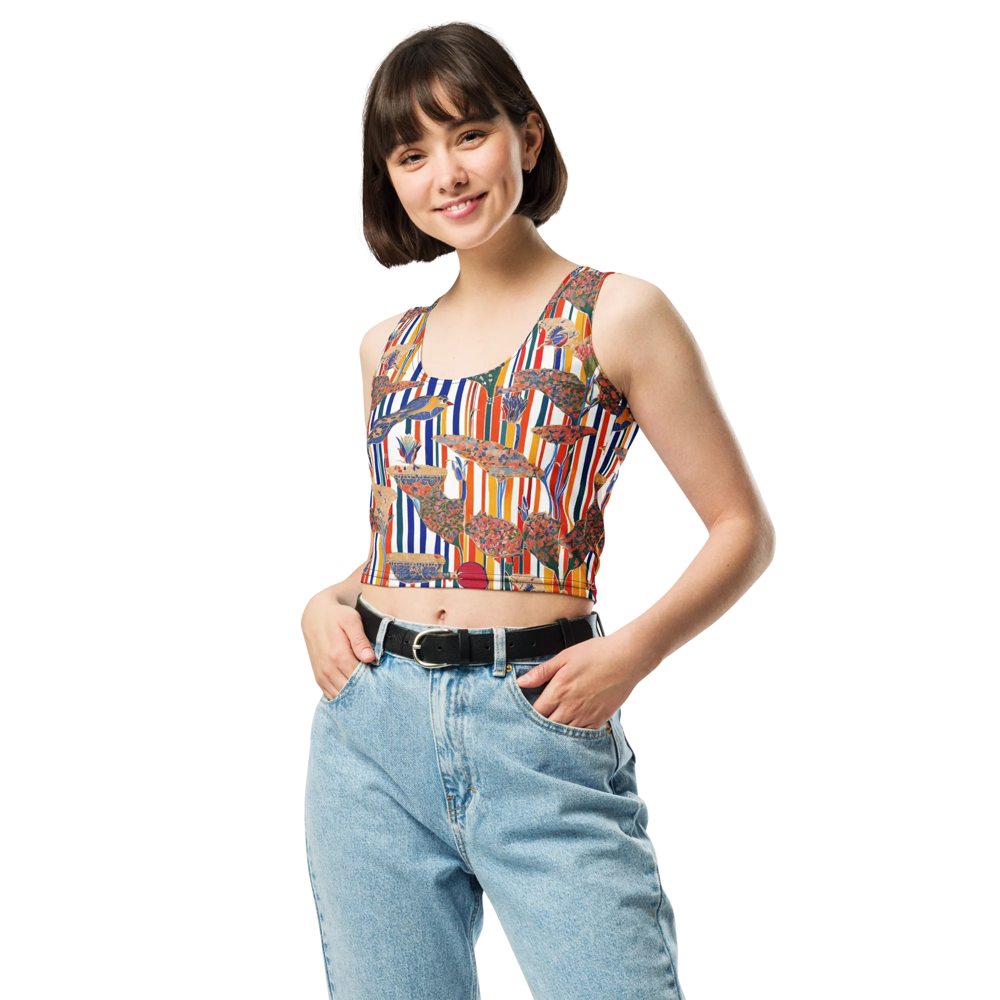Ornamental Aviary on Crop Top — Front