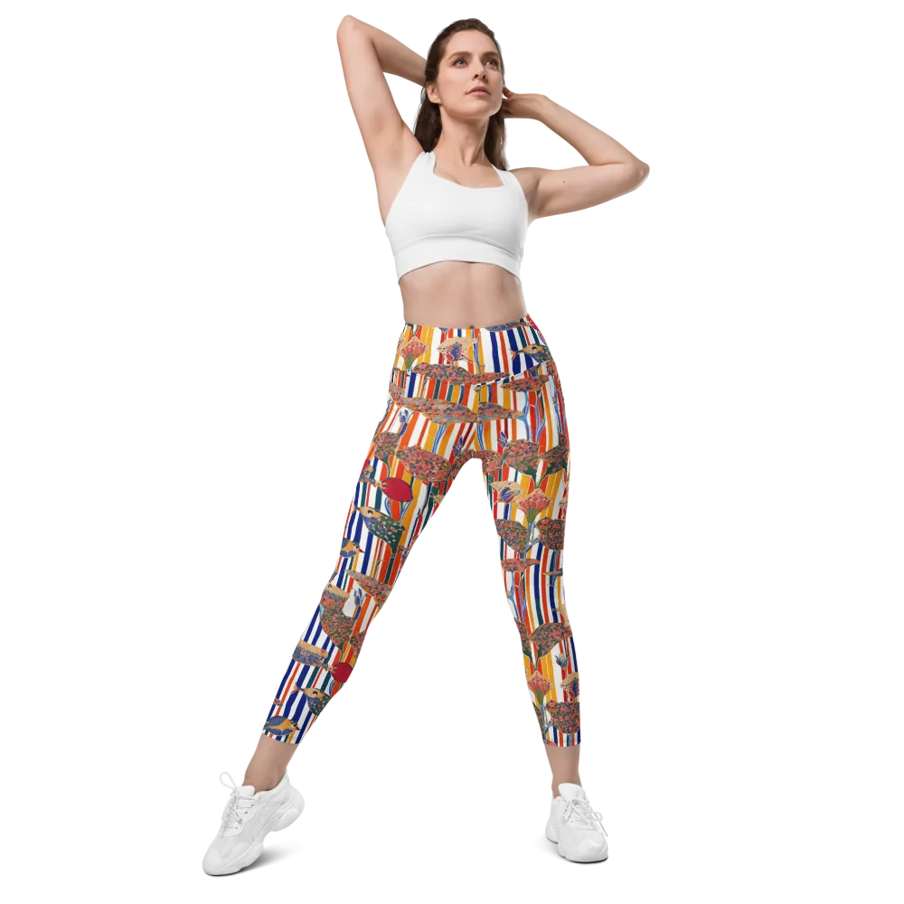 Ornamental Aviary on Leggings with Pockets — Front