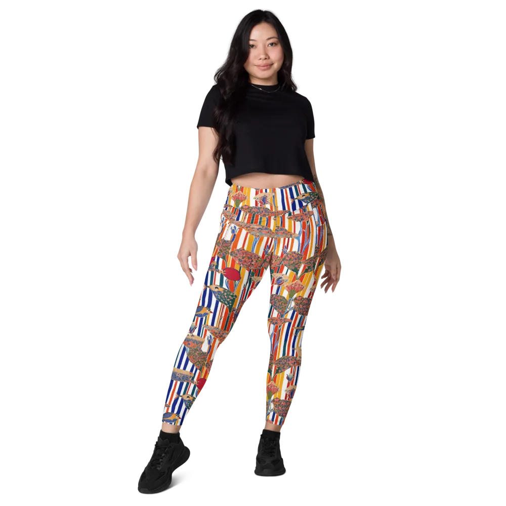 Ornamental Aviary on Leggings with Pockets — Front