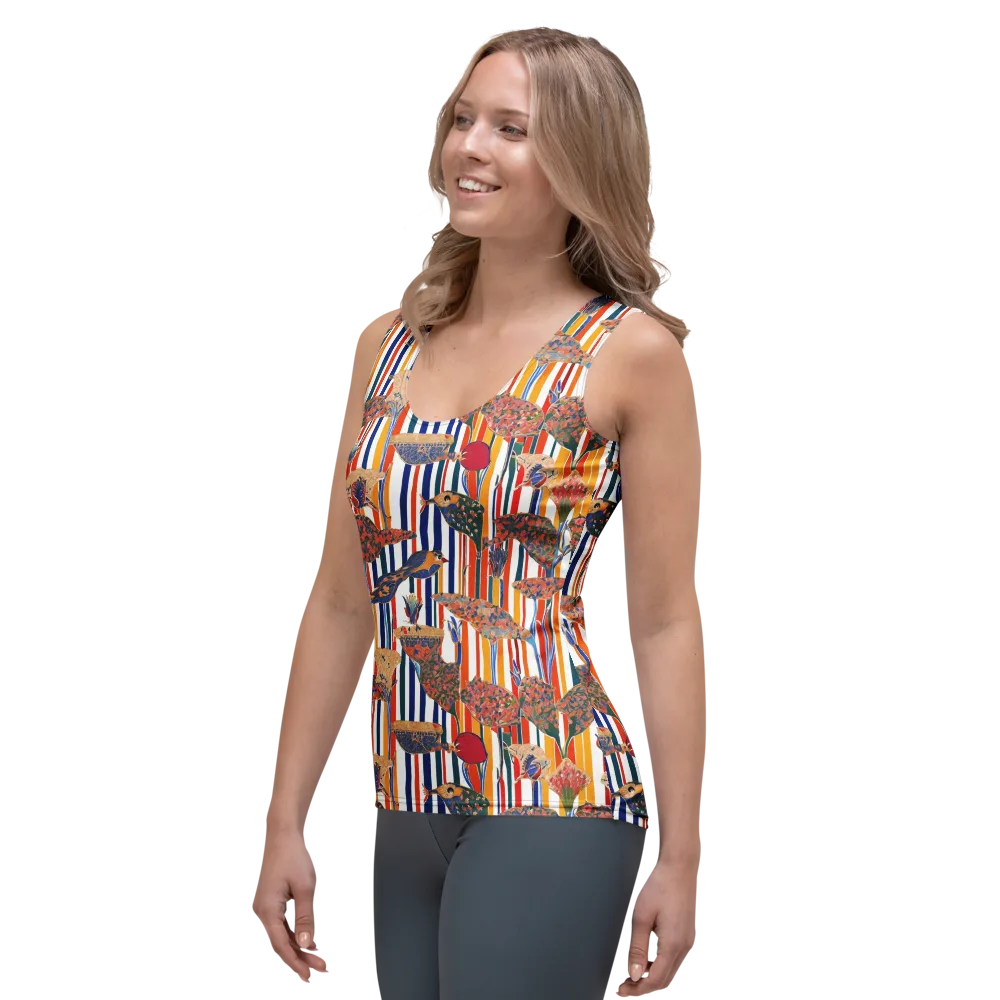 Ornamental Aviary on Women's Tank Top — Left Front