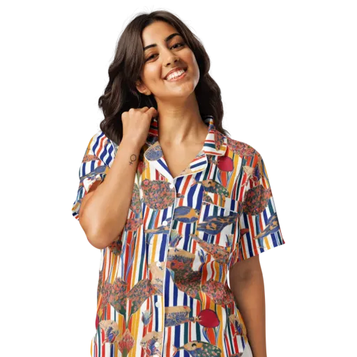 Ornamental Aviary on a Women's Short Sleeve Pajama Top