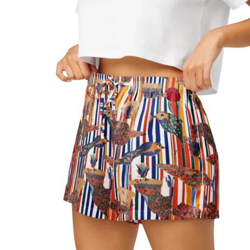 Ornamental Aviary on a Women's Pajama Shorts