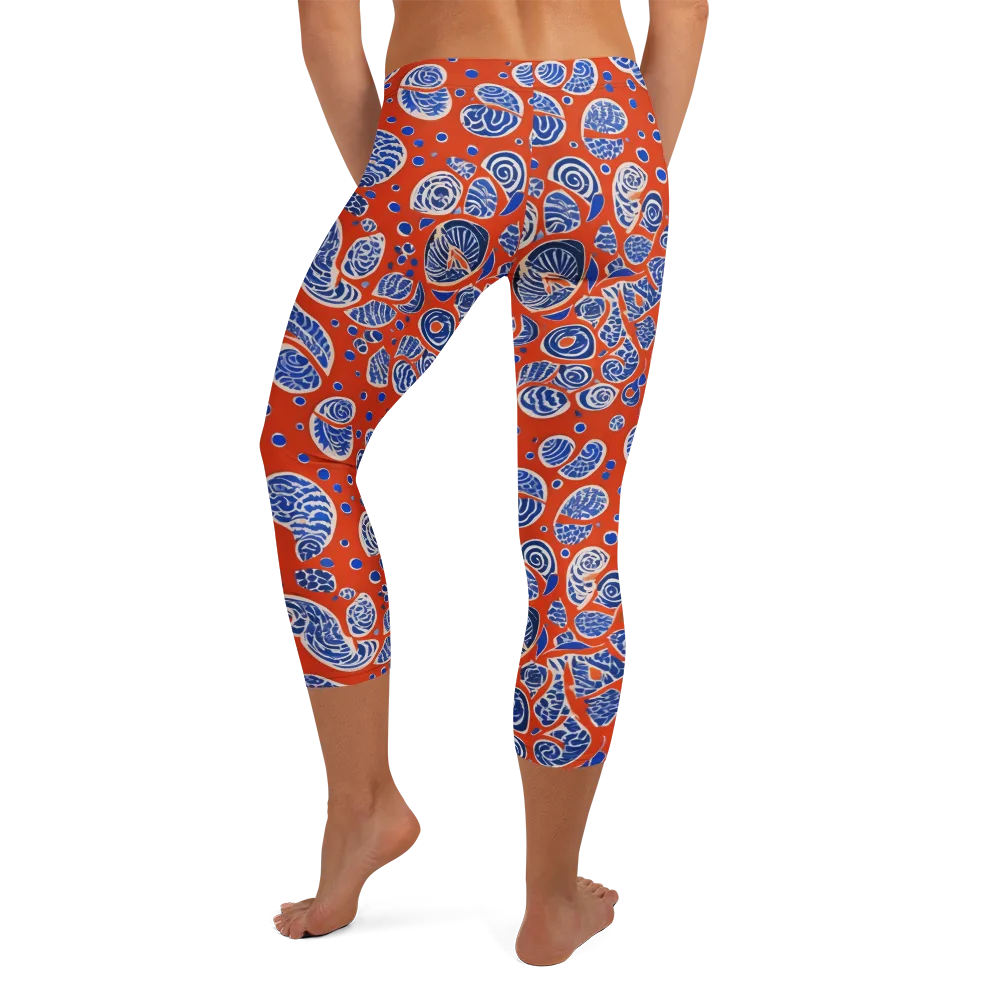 Crimson Tide Mosaic on Capri Leggings — Back