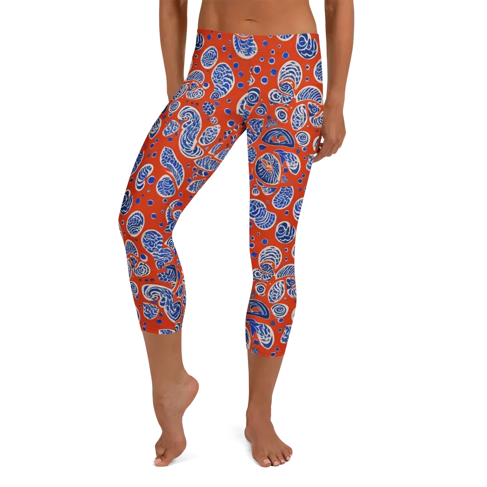 Crimson Tide Mosaic on Capri Leggings — Front