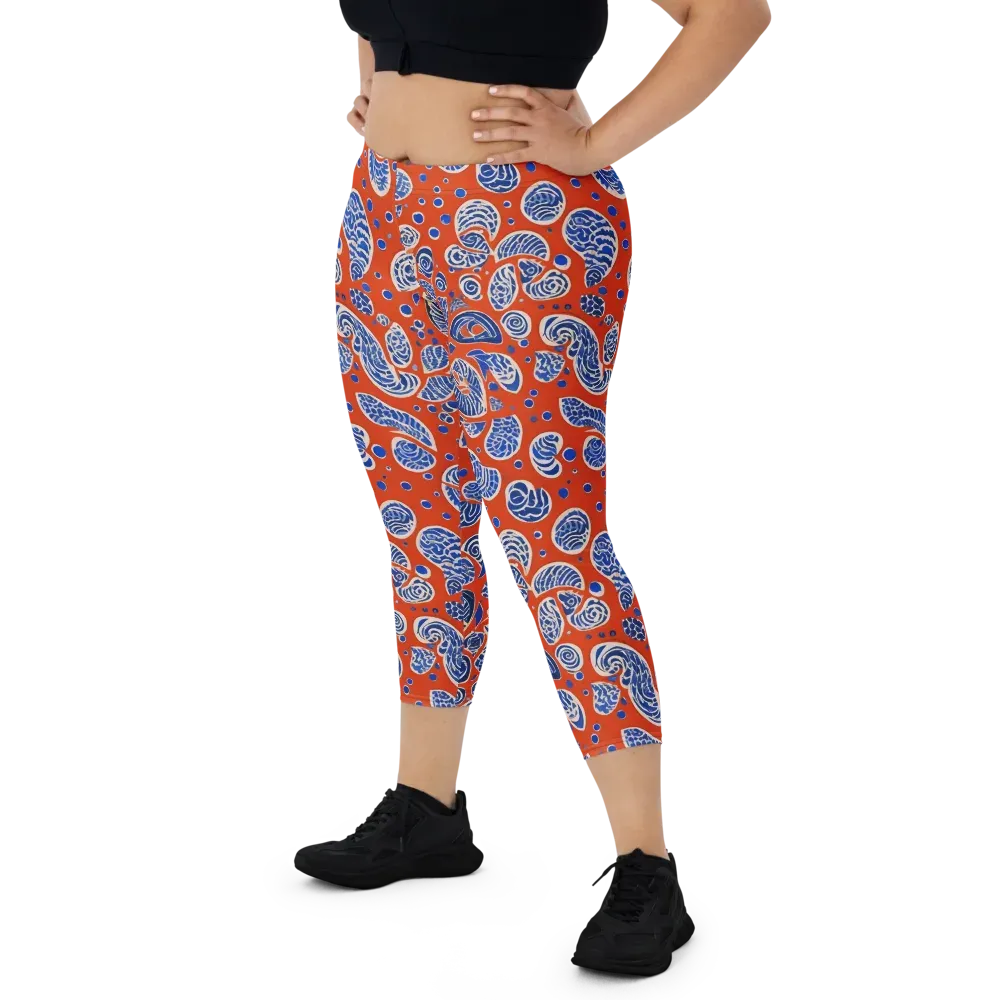 Crimson Tide Mosaic on Capri Leggings — Front
