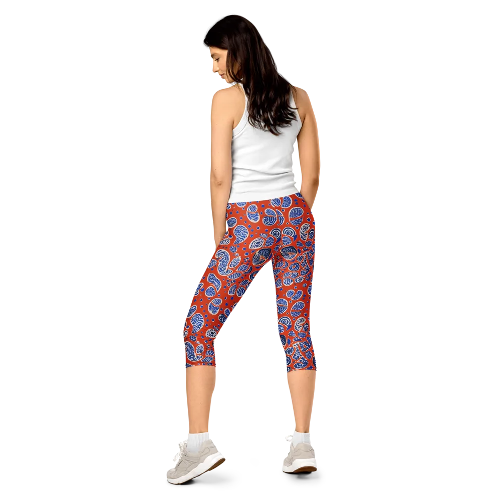 Crimson Tide Mosaic on Capri Leggings — Back
