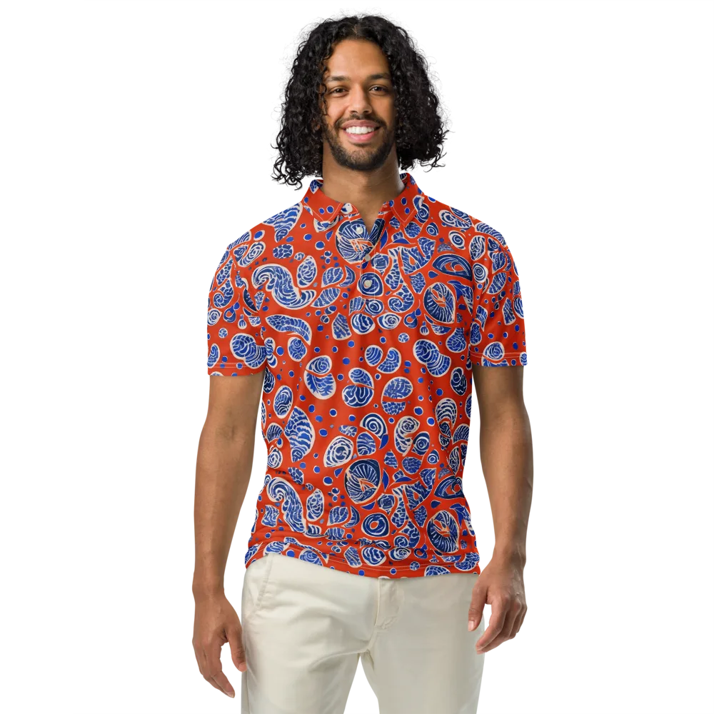 Crimson Tide Mosaic on Men's Slim Fit Polo Shirt — Front