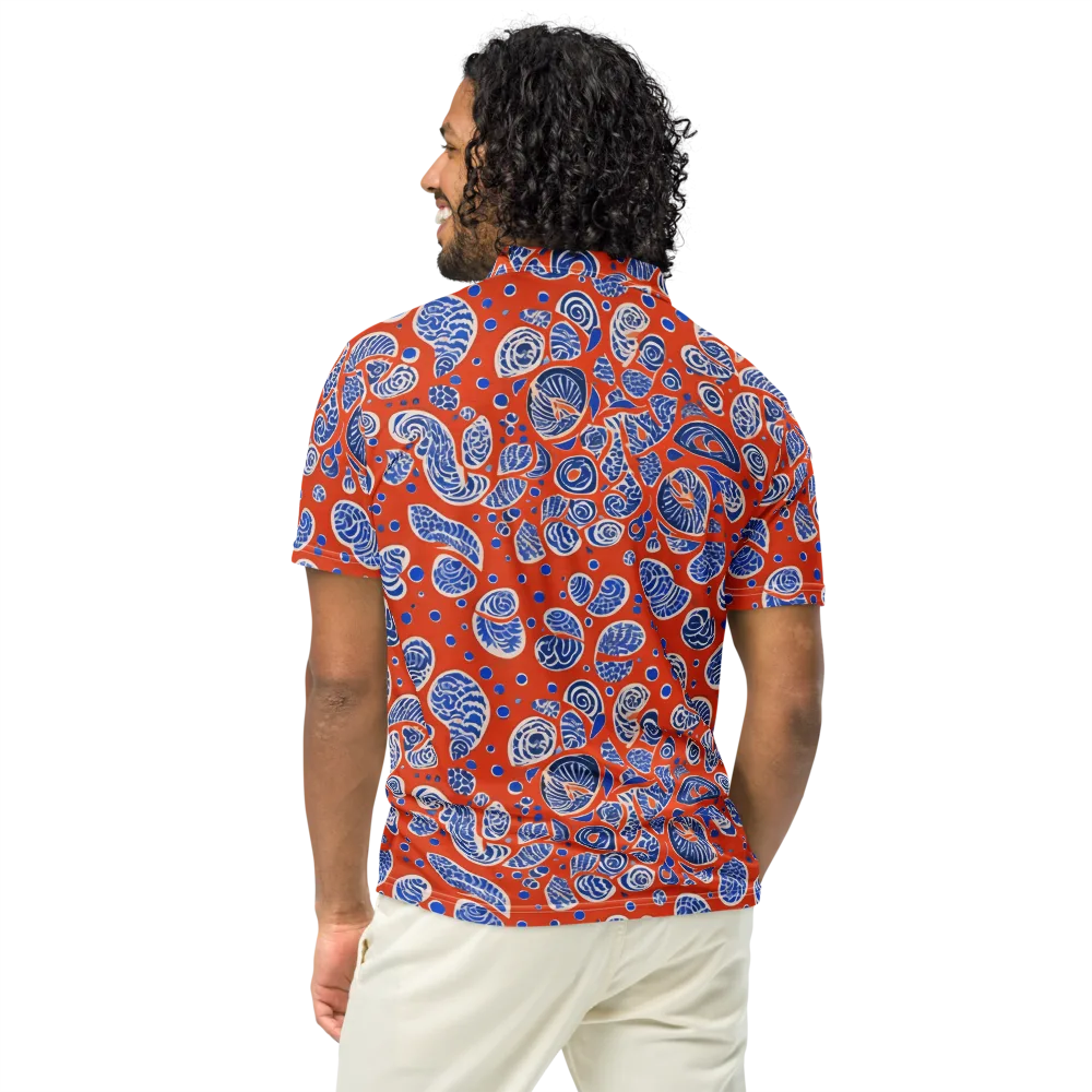 Crimson Tide Mosaic on Men's Slim Fit Polo Shirt — Back