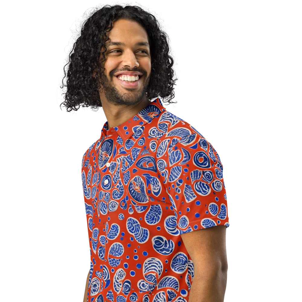 Crimson Tide Mosaic on Men's Slim Fit Polo Shirt — Left Front