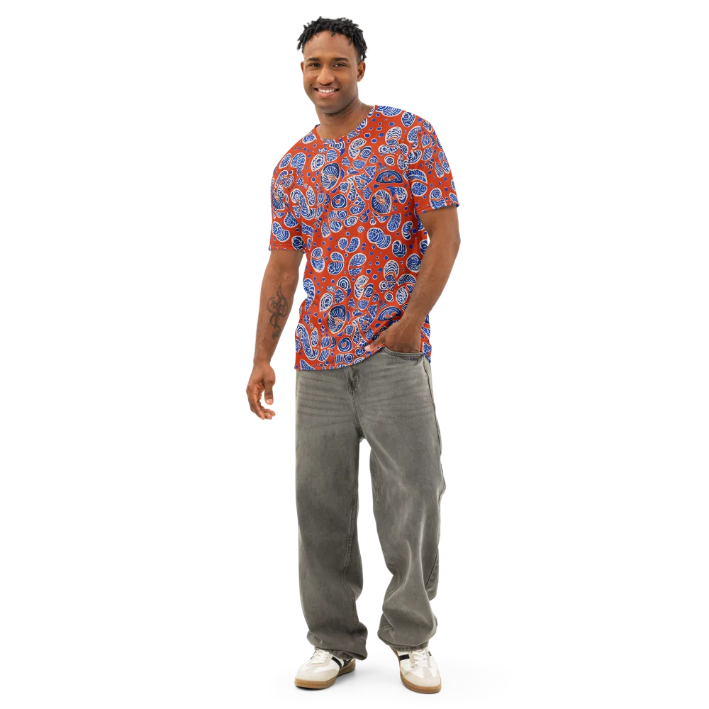 Crimson Tide Mosaic on Men's Cotton Crew Neck T-Shirt — Front