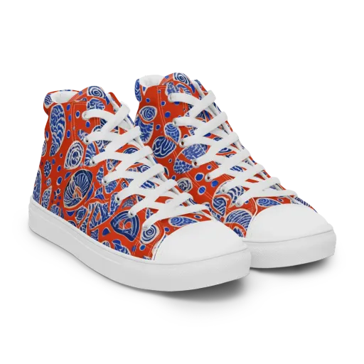 Crimson Tide Mosaic on a Men's High Top Canvas Shoes