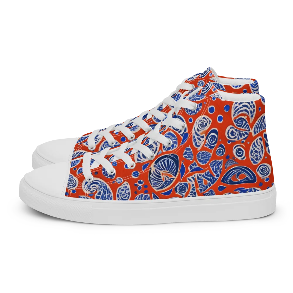 Crimson Tide Mosaic on Men's High Top Canvas Shoes — Left