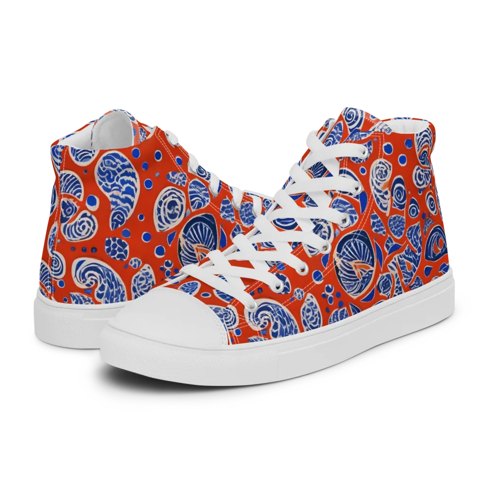Crimson Tide Mosaic on Men's High Top Canvas Shoes — Left