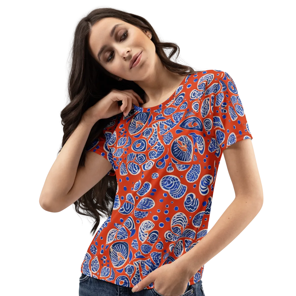 Crimson Tide Mosaic on Women's Crew Neck T-Shirt — Left Front