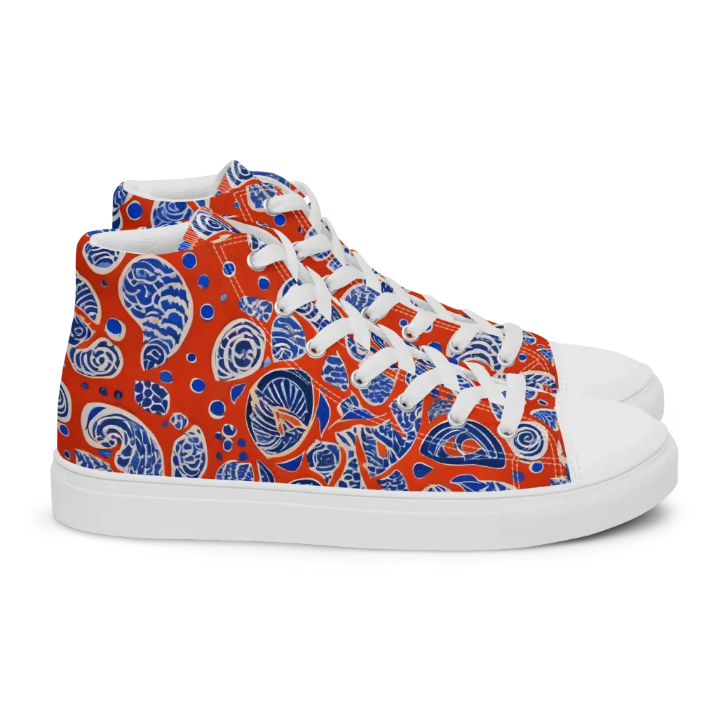 Crimson Tide Mosaic on Women's High Top Canvas Shoes — Right