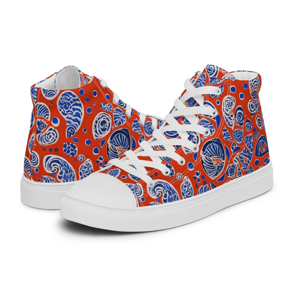 Crimson Tide Mosaic on Women's High Top Canvas Shoes — Left