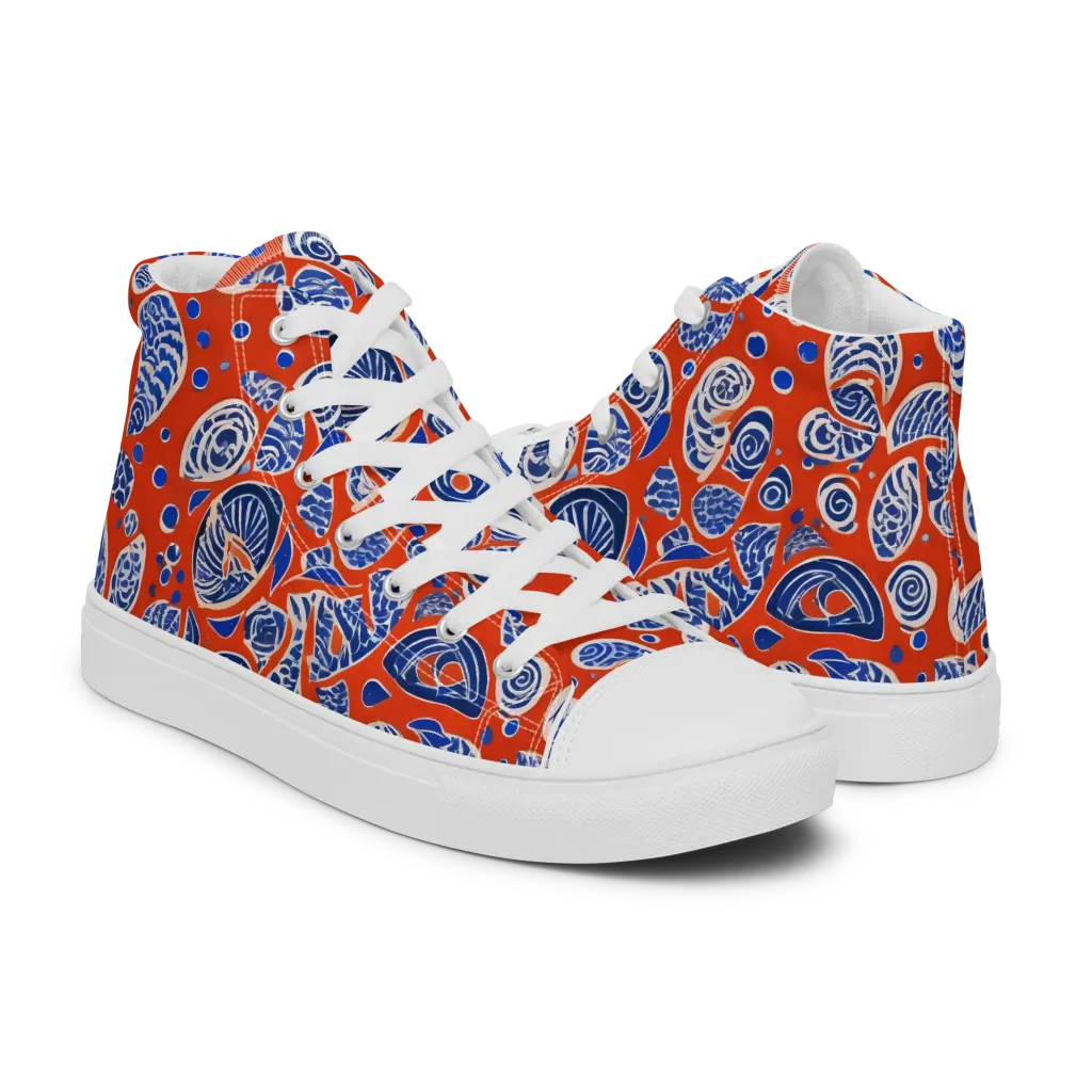Crimson Tide Mosaic on Women's High Top Canvas Shoes — Right