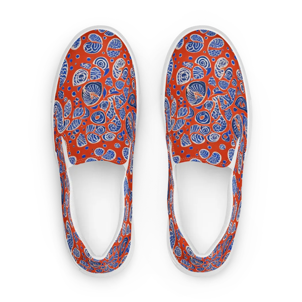 Crimson Tide Mosaic on Men's Slip-On Canvas Shoes — Front