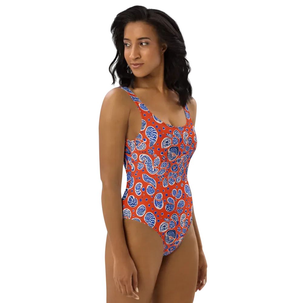 Crimson Tide Mosaic on One-Piece Swimsuit — Right