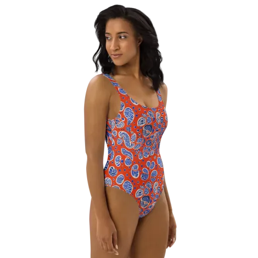 Crimson Tide Mosaic on a One-Piece Swimsuit
