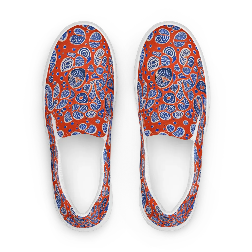 Crimson Tide Mosaic on Women's Slip-On Canvas Shoes — Front