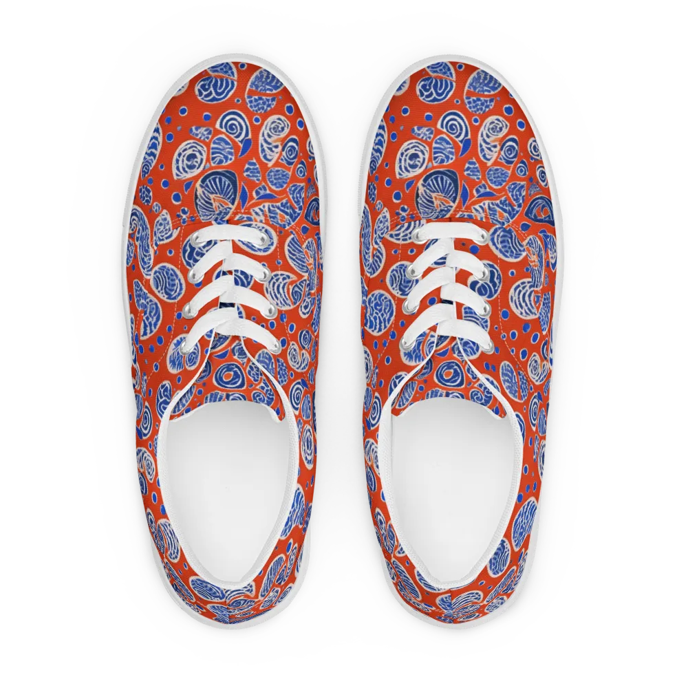 Crimson Tide Mosaic on Men's Lace-Up Canvas Shoes — Front