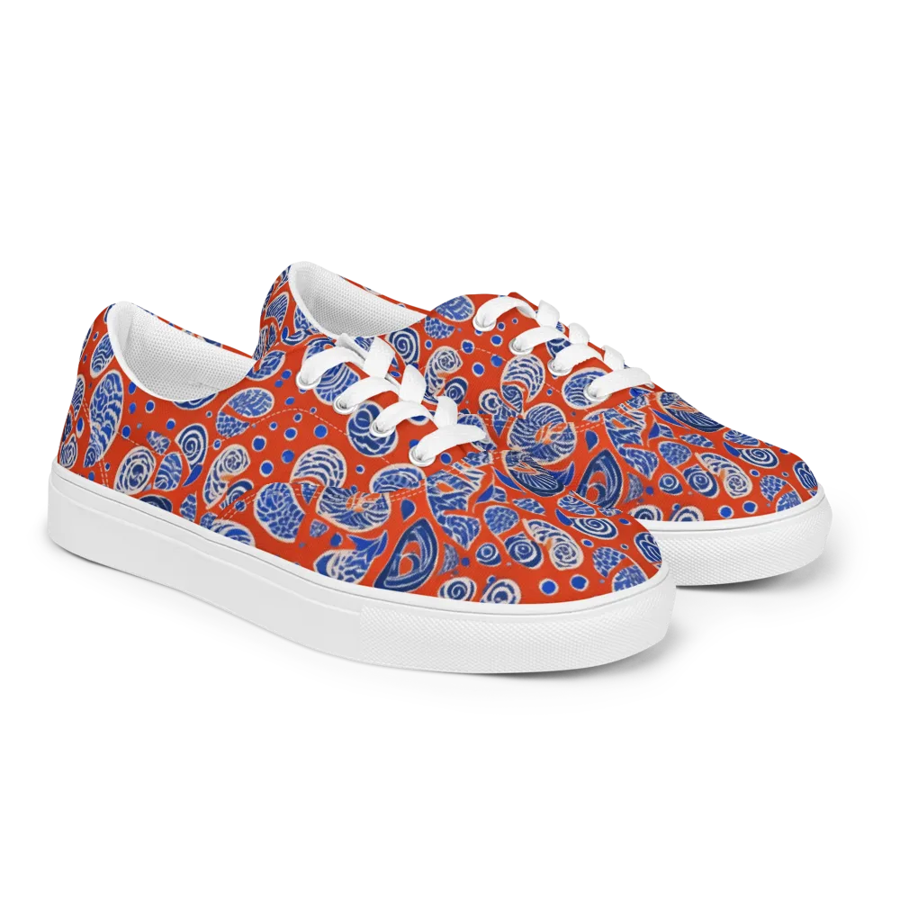 Crimson Tide Mosaic on Men's Lace-Up Canvas Shoes — Right Front