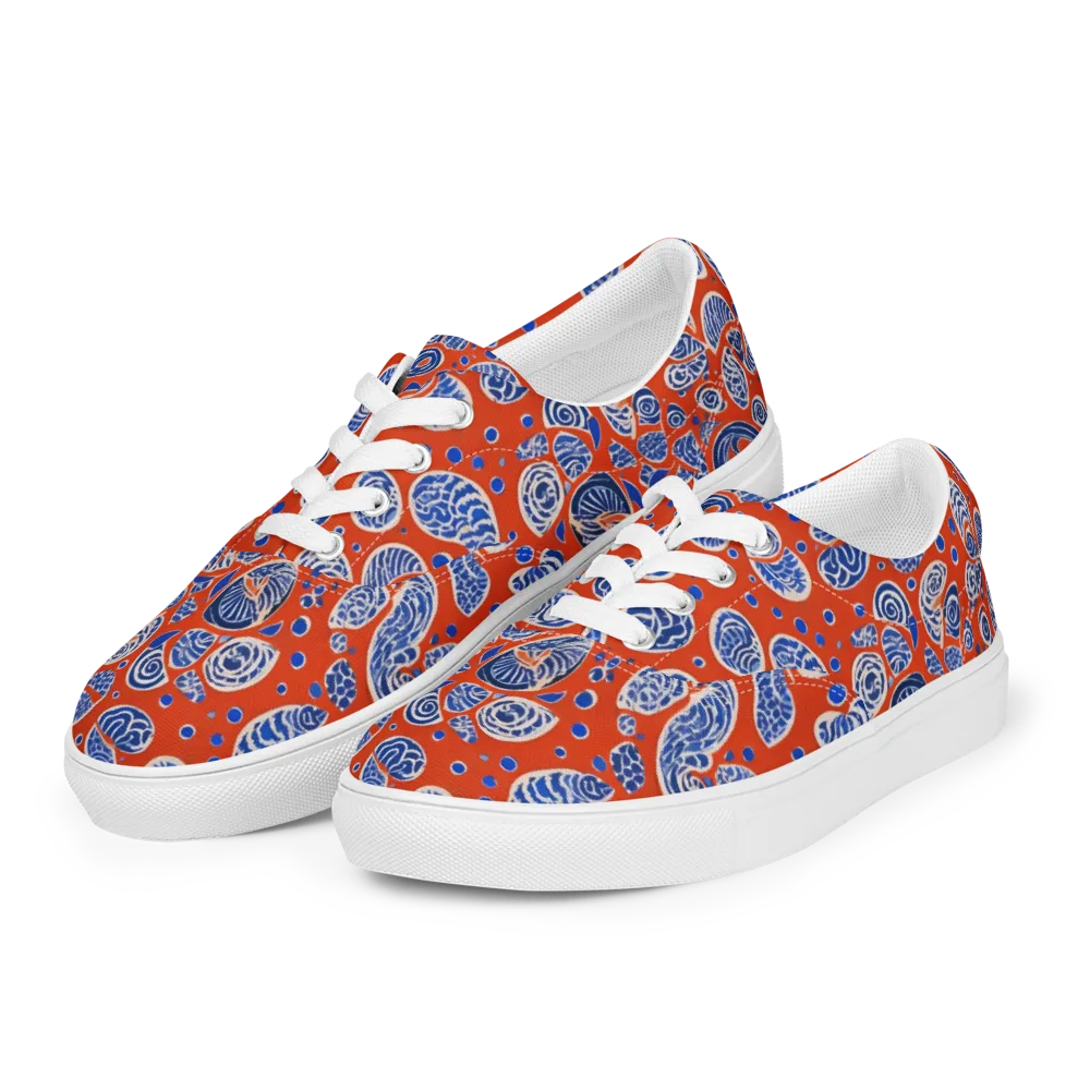 Crimson Tide Mosaic on Men's Lace-Up Canvas Shoes — Left Front