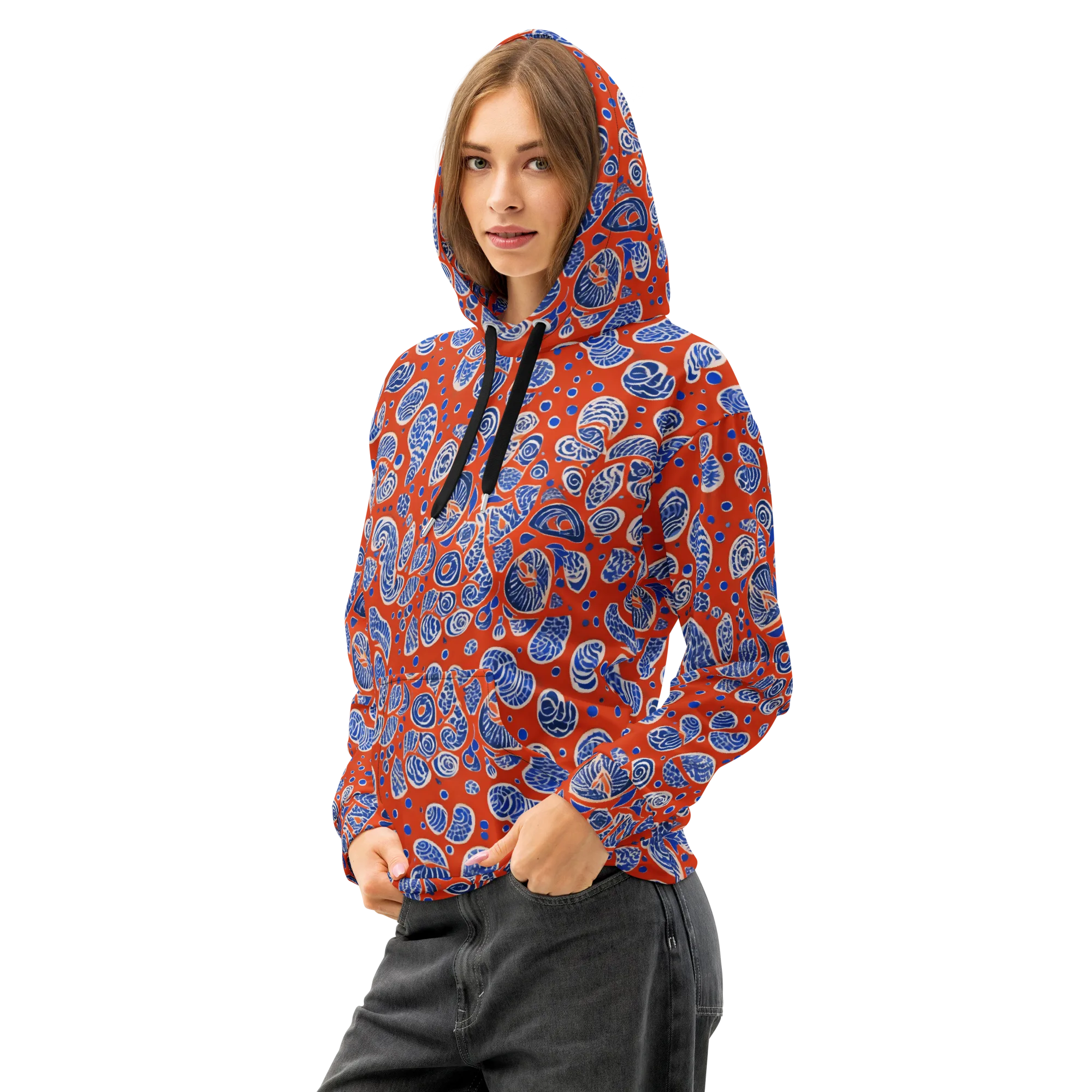 Crimson Tide Mosaic on Cotton Hoodie — Left Front