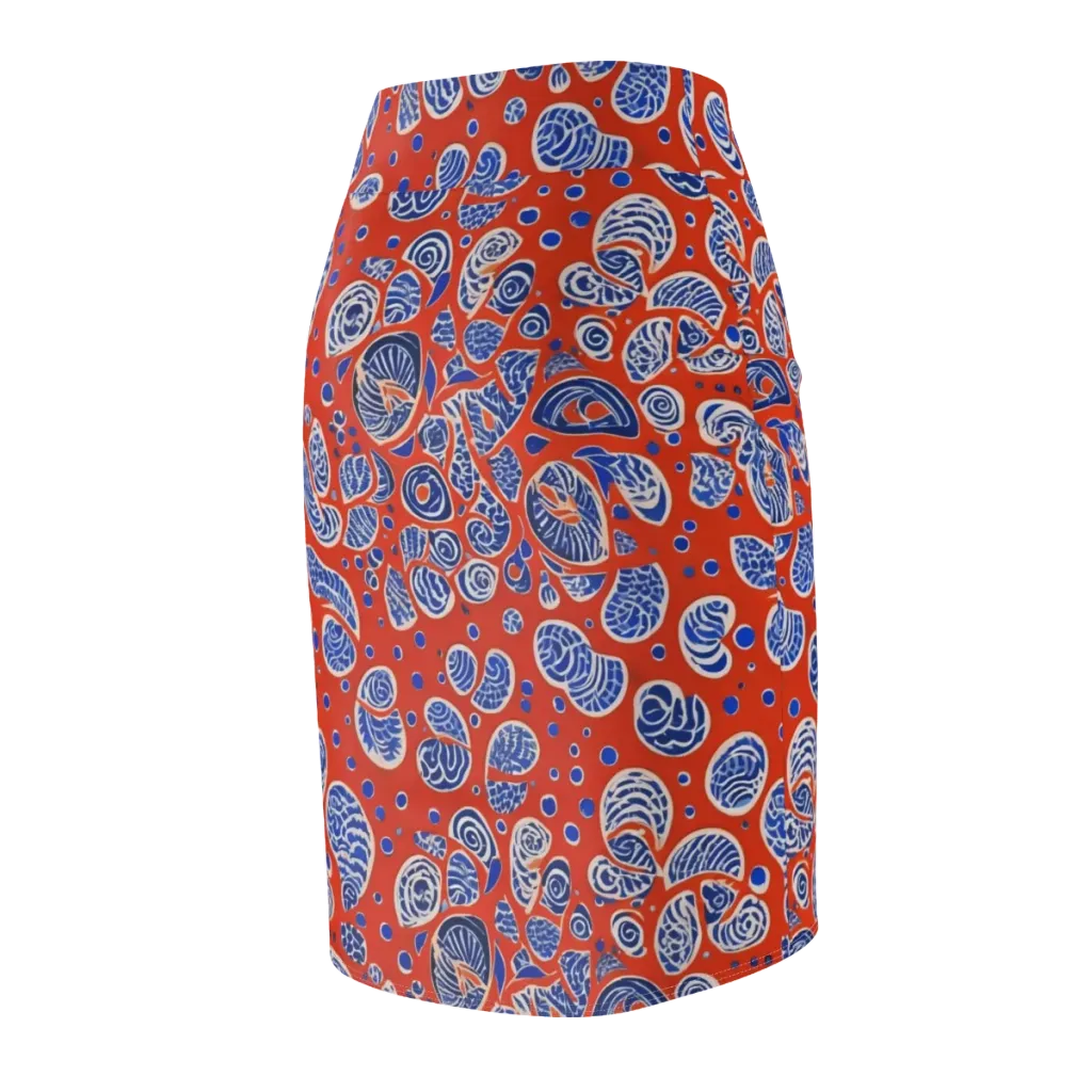 Crimson Tide Mosaic on Pencil Skirt — Back Side