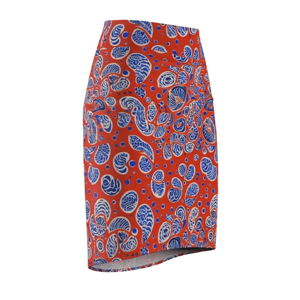 Crimson Tide Mosaic on Pencil Skirt — Front Side