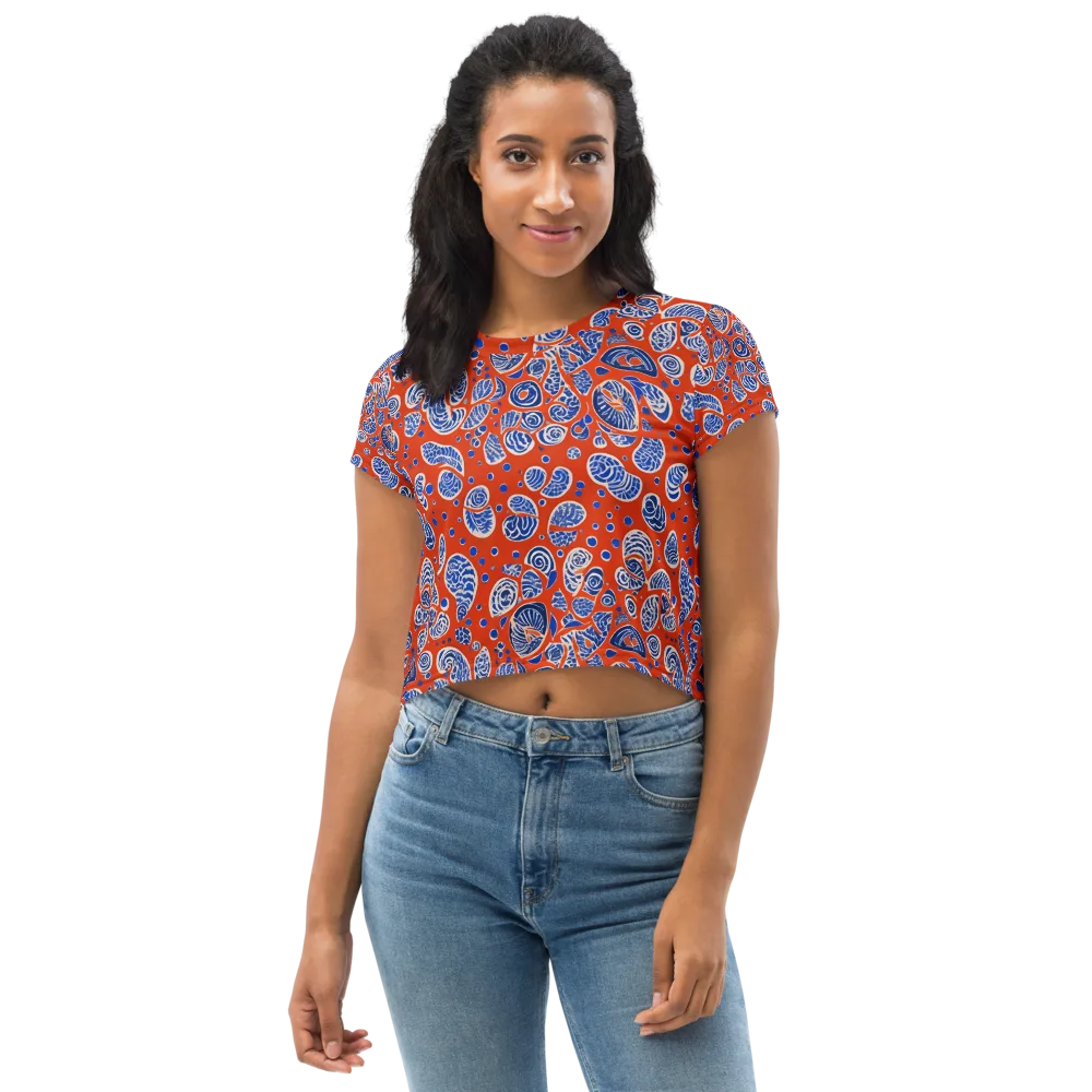 Crimson Tide Mosaic on Crop Tee — Front