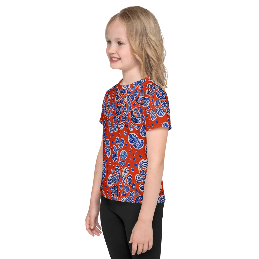 Crimson Tide Mosaic on Kids Crew Neck T-Shirt — Left
