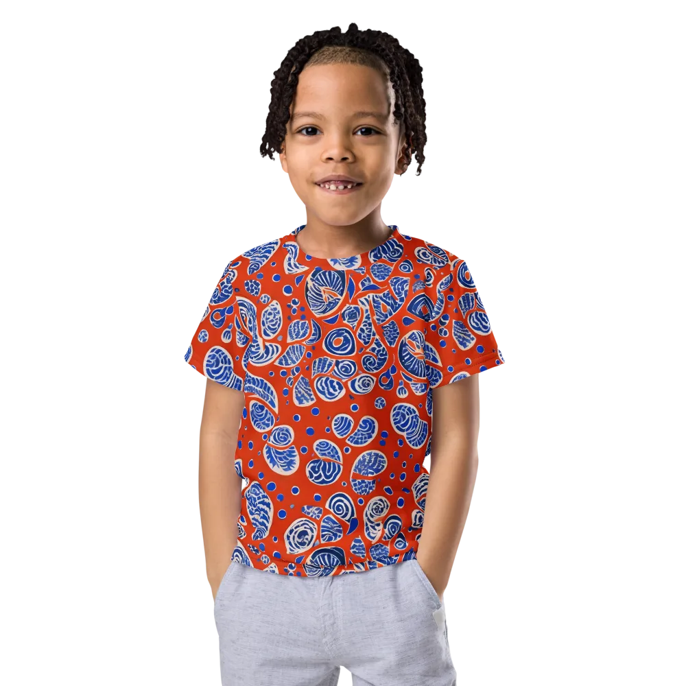 Crimson Tide Mosaic on Kids Crew Neck T-Shirt — Front