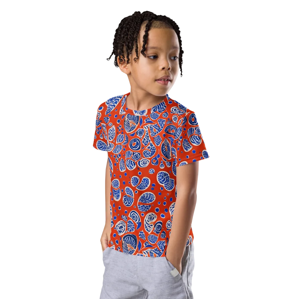 Crimson Tide Mosaic on Kids Crew Neck T-Shirt — Left Front