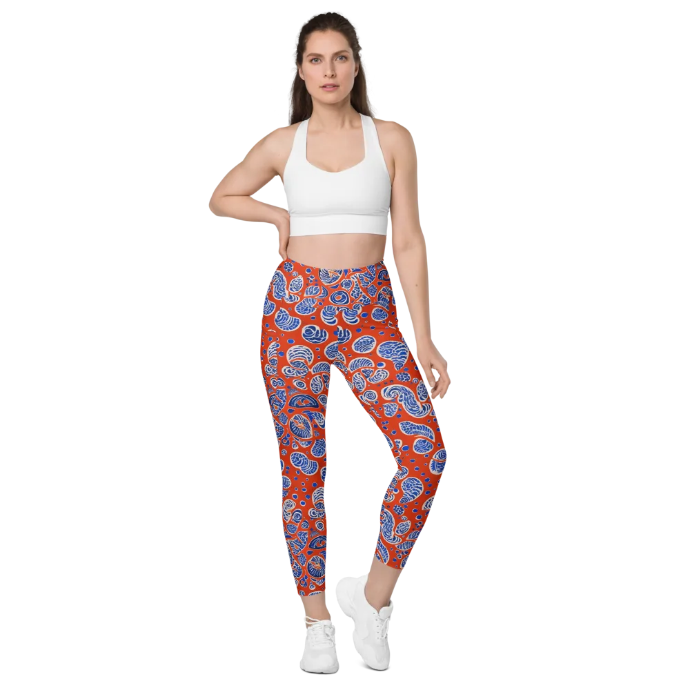 Crimson Tide Mosaic on Leggings with Pockets — Front