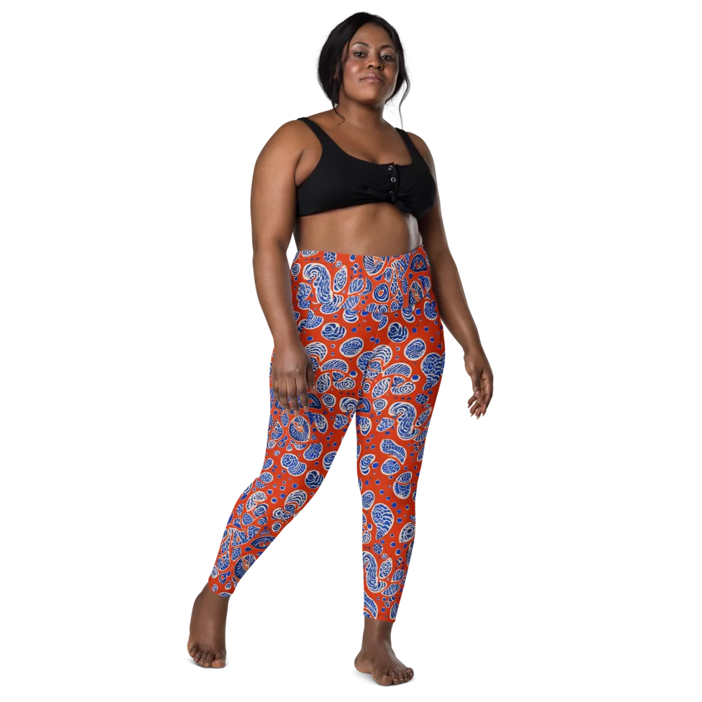 Crimson Tide Mosaic on Leggings with Pockets — Front