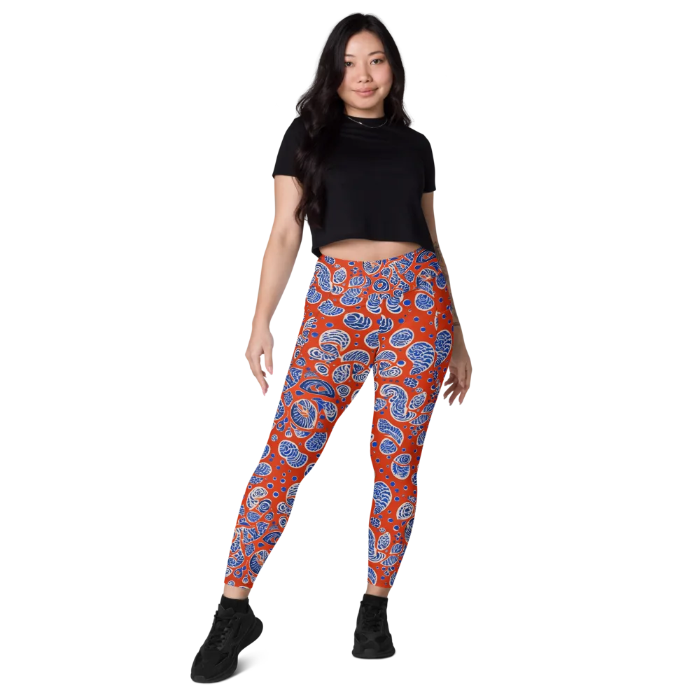 Crimson Tide Mosaic on Leggings with Pockets — Front