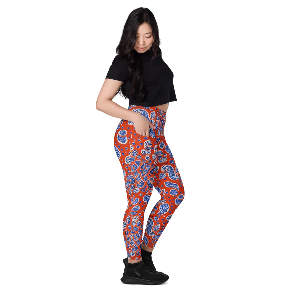 Crimson Tide Mosaic on Leggings with Pockets — Right