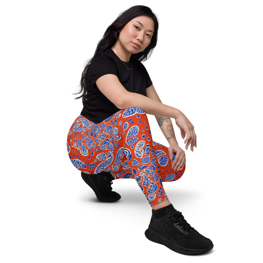Crimson Tide Mosaic on Leggings with Pockets — Right Front