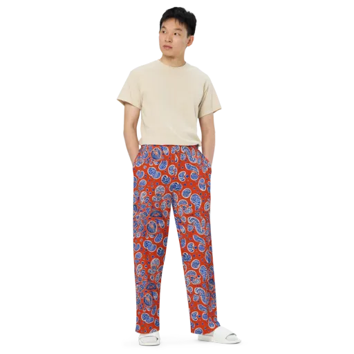 Crimson Tide Mosaic on a Wide-Leg Pants